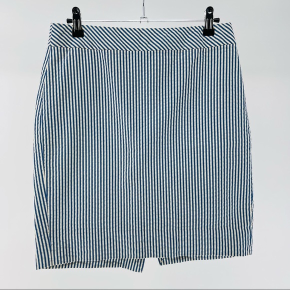 J. Crew Dresses & Skirts - J. Crew Seersucker Pinstripe Pencil Skirt, Blue & White Striped, 100% Cotton
